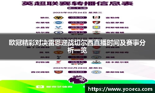 欧冠精彩对决雷恩迎战切尔西直播时间及赛事分析一览