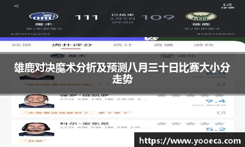 雄鹿对决魔术分析及预测八月三十日比赛大小分走势